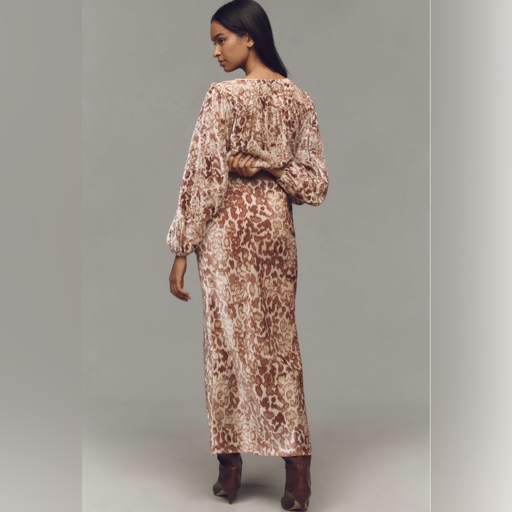 Anthropologie Brown Leopard Print Maxi Skirt - Picture 4 of 4